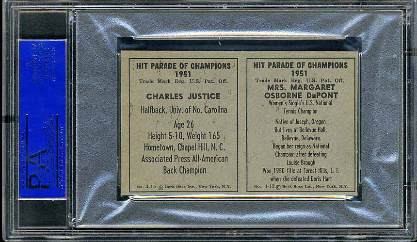 1951 Charlie Justice Berk Ross