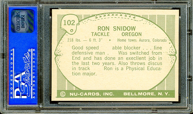 1961 Nu-Card Snidow