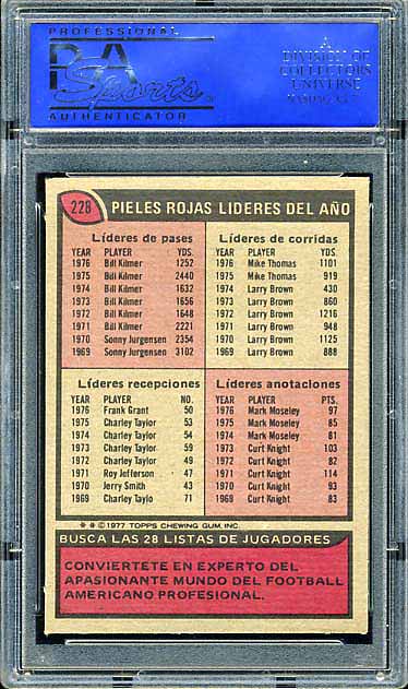 1977 Topps Mexican Redskins Checklist