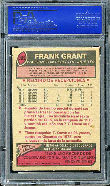 1977 Topps Mexican Redskins Grant