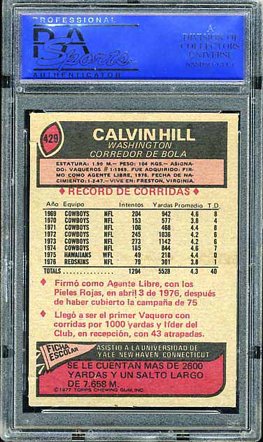 1977 Topps Mexican Redskins Hill